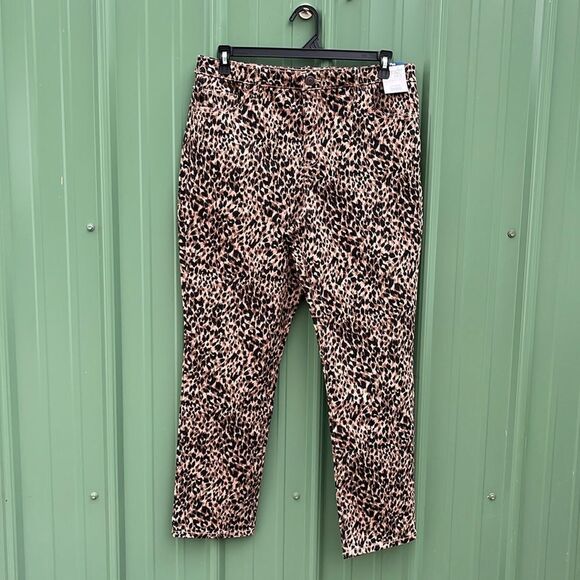 Terra & Sky Denim - Women's Plus Core Denim Straight Leg Jeans Pants Leopard Print Size 14W